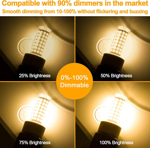 E11 Led Bulb Dimmable, 75 Watt Halogen Equivalent, 7W Warm White 3000K, T4 Mini Candelabra Base, JDE11 120V 75W for Ceiling Fans, Chandeliers, Cab...