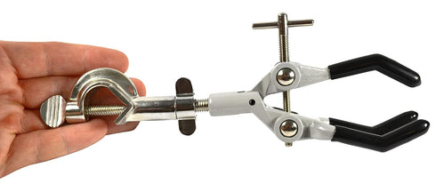 EISCO 3-Finger Lab Clamp with Bosshead Clamp Holder for Lab Stand Rod - PVC Coated Prongs for Holding Objects up to 3.5" Diameter - Beaker Holder,...