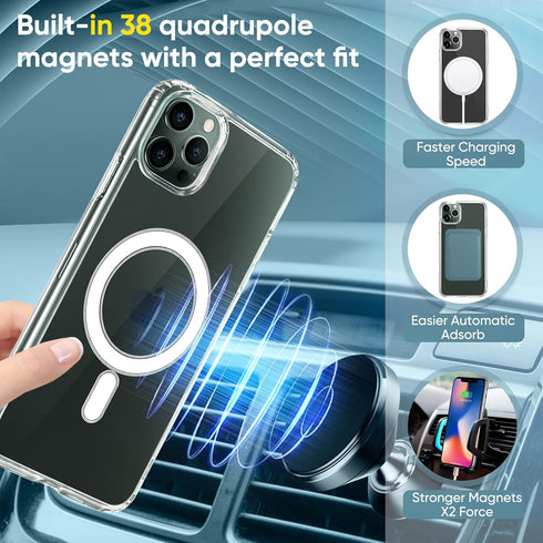 Clear Magnetic Case for iPhone 11 with Mag-Safe Wireless Charging, Soft Silicone TPU Bumper Cover, Thin Slim Fit Hard Back Shockproof Anti-Yellow ...