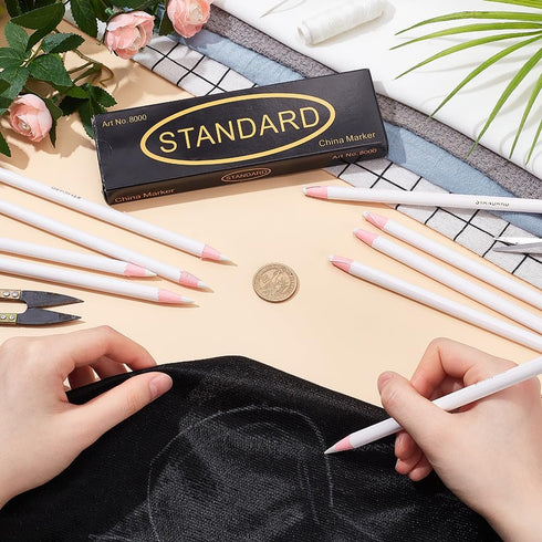 BENECREAT 12PCS Water Soluble Pencil Tracing Tools for Tailor's Sewing Marking and Students Drawing Tools, White...