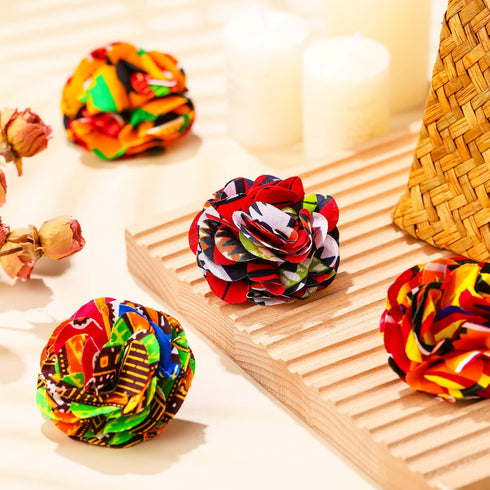 4 Pcs Men Kente Lapel Pin African Kente Print Handmade Flower Pin Suit Accessories Men for Formal Suits Shirt Clothes Gifts...