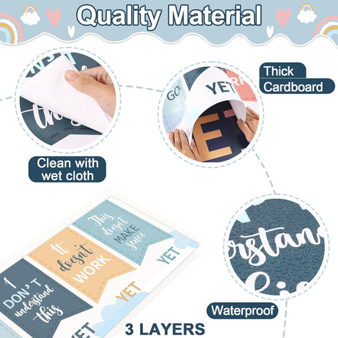 QOUBAI Boho Rainbow Growth Mindset Posters Mindset Classroom Decorations the Power of Yet Banner Positive Mindset Reading Bulletin Board Set Boho ...