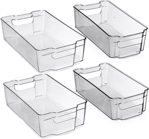 Home Basics Clear Acrylic Food Storage Container Bin for Fridge Freezer or Pantry, Stackable with Handles. Organize Fruit, Vegetables, Yogurt, Sna...