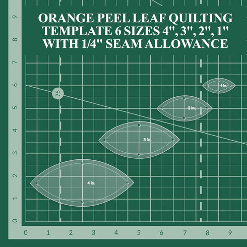 Orange Peel Leaf Quilting Template Set | Essential Quilting Supplies for Leaf-Shaped Designs | Includes Sizes 4", 3", 2", 1" | 1/8 Clear Acrylic |...