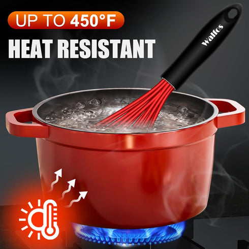 Walfos Whisk,8.5+9+11in Silicone whisk, BPA free Whisks for Cooking Non Scratch. Heat Resistant(450°F) Wisk. Perfect for Blending, Mixing, Beating...
