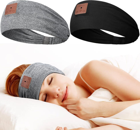 2 Pieces Wireless Bluetooth-compatible Music Headband with HD Speakers Wireless Headphones for Side Sleepers Sleeping Calling Jogging Yoga Workout...