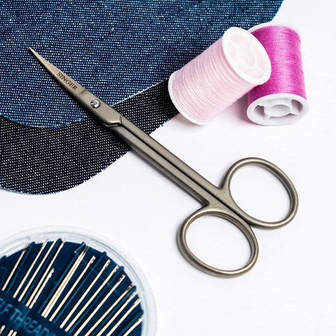 SINGER 4 Inch Forged Embroidery Scissors with Curved Tip for Sewing, Cross-Stiching, Crafts, & More (Titanium Coated, 1-Pack)...