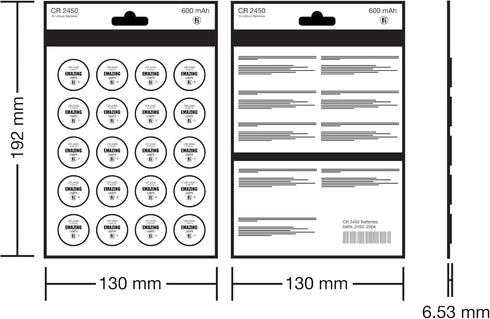 EmazingLights 20 Pack CR2450 Battery 3V Lithium Coin Cell Batteries Long Lasting Multipack for Keyless Remote FOB, Candles...