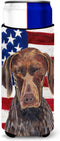 USA American Flag with German Shorthaired Pointer Ultra Beverage Insulators for slim cans...