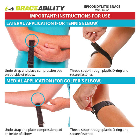 BraceAbility Epicondylitis Brace | Elbow Strap for Medial/Lateral Epicondyle Pain and Tendonitis Arm Compression Support Band for Men or Women (On...