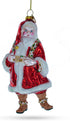 Santa in Fur Coat Glass Christmas Ornament...