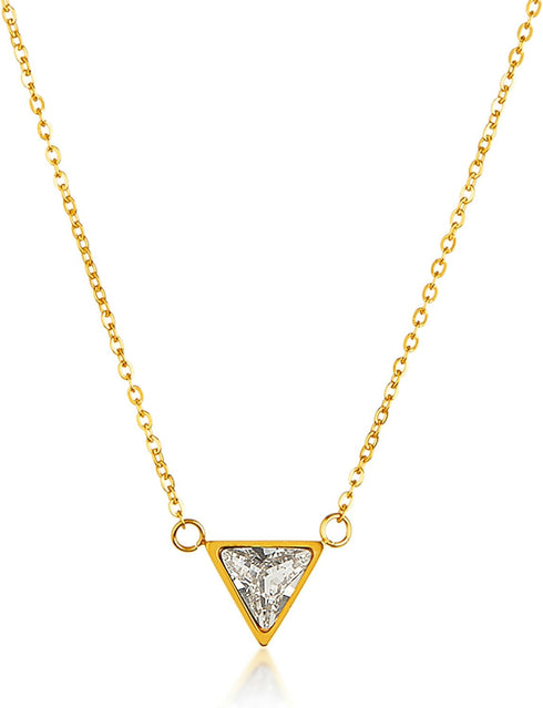| ELYA Polished Cubic Zirconia Triangle Stainless Steel Pendant Necklace...