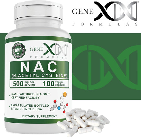 GENEX NAC 500mg (100 Capsules) N-Acetyl Cysteine, Supports Liver Health - Non-GMO, Gluten Free, Vegan (3 Month Supply)...