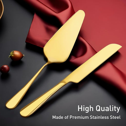 2Pcs Wedding Cake Knife and Server Set, Premium Cake Cutter includes 10.63" Cake Knife and 9.25" Pie Server, Stainless Steel Cake cutting set for ...