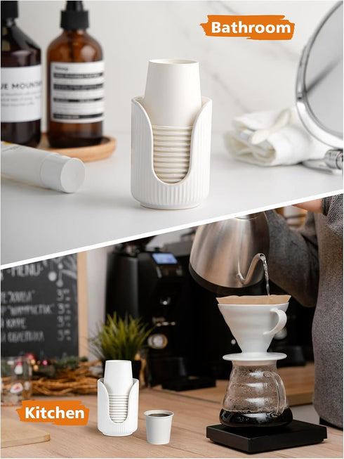 Bathroom Cup Dispenser, 3oz-4oz Ceramic Paper Cup Holder, Small Countertop Mouthwash Dixie Cups Accessories, for Vanity Countertops, Bathroom, Kit...