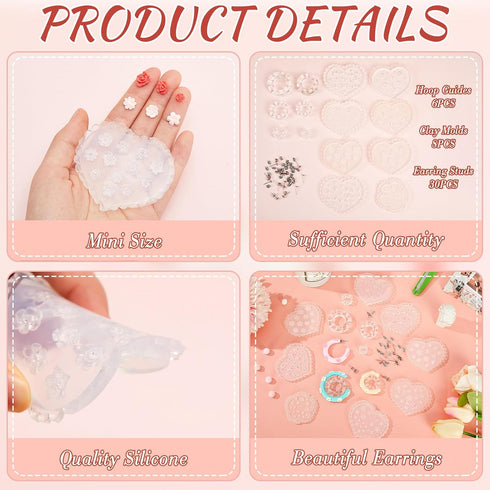 14 Pcs Polymer Clay Hoop Guide Flower Polymer Clay Molds Clay Cutters for Polymer Clay Jewelry Earring Clay Cutters 6 Sizes Hoop Guides with 30 Pc...
