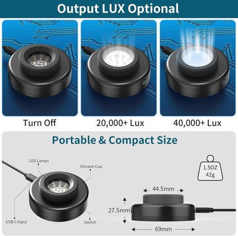 Solar Watch Charger, 8 Hours Timing Off with Men, Women & Square 3 Caps, LED UV Light Charge Eco Driver Watches Compatible Casio/Tough/Protrek/Sei...