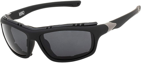 WYND Blocker Airdam Sunglasses Motorcycle Riding, Driving, Fishing, Boating Wrap (Black Matte, Smoke)...