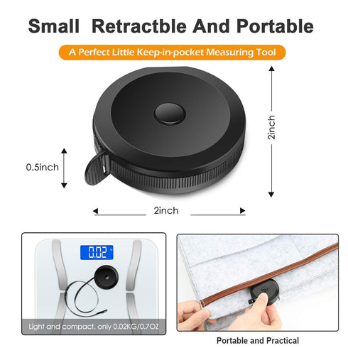 3 Pack Tape Measure Retractable Measuring for Body Fabric Sewing Tailor Cloth Knitting Craft Weight Loss Measurements Retractable Black Dual Sided...