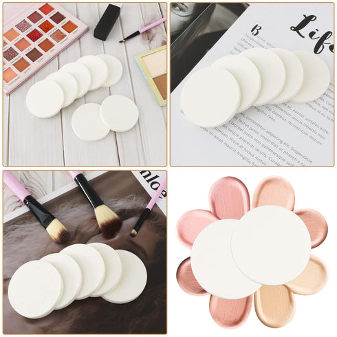50 Pieces White Round Makeup Sponge Facial Powder Puff Cosmetic Sponge Round Foam Pad Beauty Makeup Eye Face Foundation Powder Blender for All Ski...