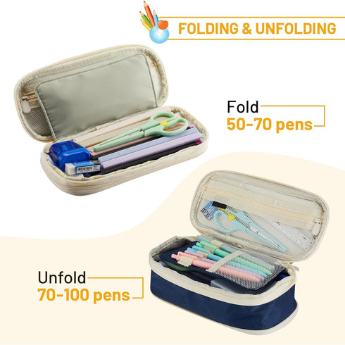 Sonuimy Large Capacity Pencil Case Pouch, Cute Aesthetic Big Capacity Zipper Pencil Cases Pen Portable Office Stationery Makeup Bag, Desk Organize...