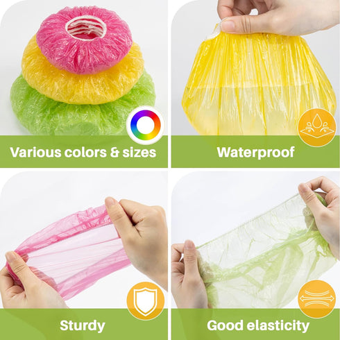 60Pcs Bowl Covers Reusable - Plastic Bowl Covers Elastic Reusable Fresh Keeping Bags Food Plastic Wrap Elastic Bowl Covers Reusable Plastic Food C...
