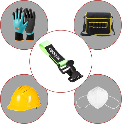 COOLJOB Metal Glove Holder Clips for Work, Clamp Keeper with Adhesive Strap for Belt, Turnout Gear, Helmet Strap, Firefighter, Guard, Labor, Heavy...