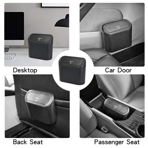 Hanging Car Trash Can with Lid - Portable Mini Waterproof & Odor-Resistant Garbage Bin for Car Door/Office/Home, Plastic Desktop Wastebasket Auto ...