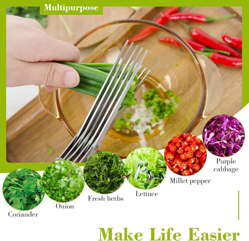 Styleonme Scissors Herb, Sharp Heavy Scissors for Cutting, Chopping and Cooking Fresh Garden Herbs, 5 Stainless Steel Blades and Stripper, Vanilla...