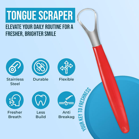 Tongue Cleaner,Tongue Scraper Cure Bad Breath,Tongue Cleaners Stainless Steel,Tongue Scrapers for Adults & Kids Fresher Breath in Seconds by AARAM...