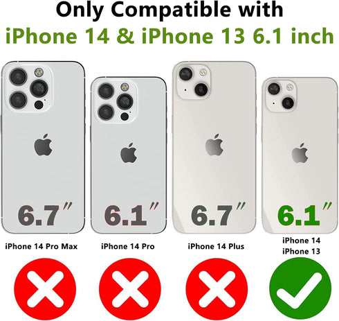 Designed for iPhone 14 Case iPhone 13 Case 2 in 1 Gift Militay Grade Drop Protective Rugged Heavy Duty Cover Shockproof Case for iPhone 14 Phone C...