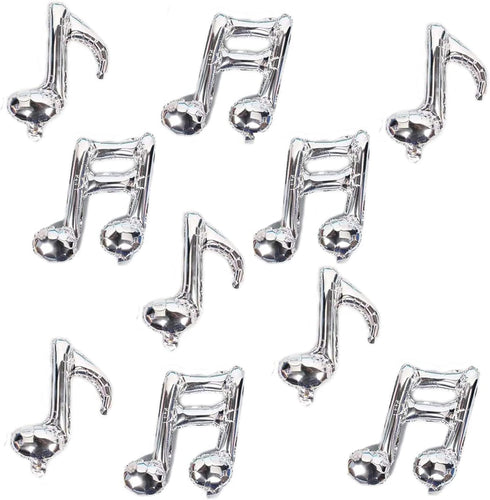 10 PCS Musical Note Aluminum Foil Balloons Guitar Silver Happy Birthday Music Balloons Banner Music Party Decorations for Music Themed Party, Birt...