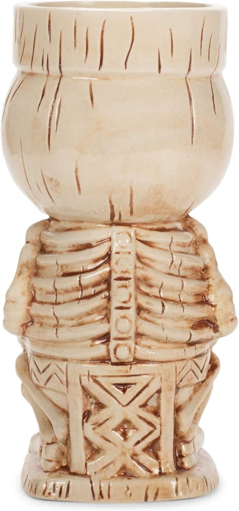 Skull Tiki Polynesian Bone Cream 0.75 Liter Glossy Ceramic Stoneware Mug...