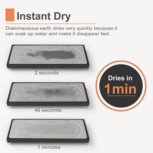 Instant Dry Sink Caddy Organizers, Sponge Holder for Kitchen Sink Counter, Water Absorbing Stone Drying Mat Rack, Soap Dish for Bathroom Counterto...
