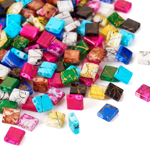 Craftdady 180Pcs Glass Seed Beads 2 Hole Tila Beads 9 Colors Crystal Glass Tile Beads Square Waist Beads Kit for Crafts DIY Multi-Strand Bracelets...