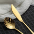 Berglander Stainless Steel Titanium Plated Flatware Serving Set, 6 Pieces, 5 Serving Sets of 45 Pieces Flatware With 1 Cake Server, Shiny Golden S...
