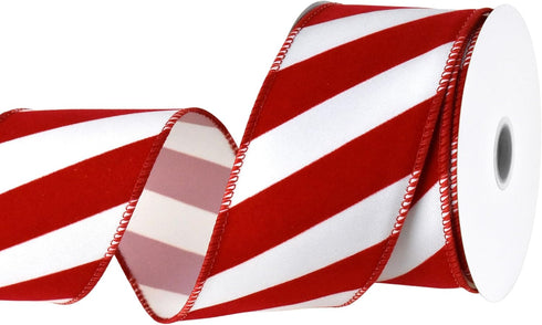 Homeford Christmas Candy Cane Velvet Outdoor Wired Ribbon, 2-1/2-inch, 10-Yard, Red/White...