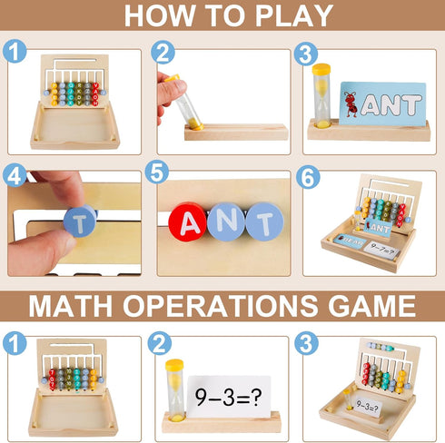 Wooden Montessori Toys for Kids 3 4 5 6 7 8 Years Old, Alphabet Learning Toys with 26 Cards, Brain Teaser Logic Board Games for Preschool Kinderga...