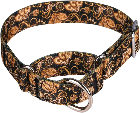 Heavy Duty Nylon Dog Collar, Adjustable Martingale Dog Collar for Walking Training Boy and Girl Dogs Medium Large Dogs (L:45-53CM, Gold)...