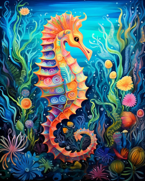 Tucocoo Paint by Numbers Kits,Painting Kits for Adults Beginner Kids,Sea Horse Art Plant Acrylic Paints&Brushes Painting Kit Wall Decor Craft Gift...