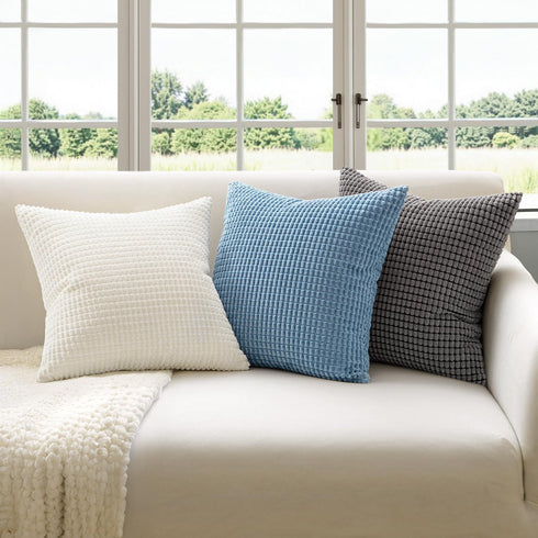MIULEE Pack of 2 Pillow Covers 18x18 Inch Granules Soft Corduroy Decorative Throw Pillow Covers for Couch Cushion Sofa Bedroom Living Room, Grey...