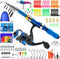 Kids Fishing Rod, 1.5M 61Inch 4.92Ft Portable Telescopic Fishing Pole and Reel Combos and String with Fishing Line Full Kits, Youth Fishing Pole F...