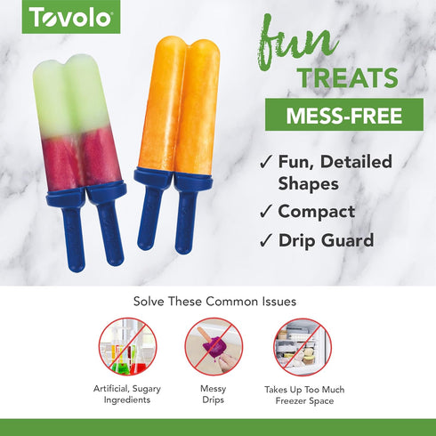 Tovolo Popsicle Molds with Sticks (4-Pack, Twin Pops) - Reusable Ice Pop Molds & Sticks for Homemade Flavored Ice Pops & Frozen Snacks - Popsicle ...