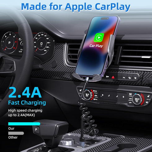 Coiled iPhone Charger Cord for Car Retractable Fast Charging Cable Compatible with iPhone 15/14/13/12/11 Pro Max/XS MAX/XR/XS/X/8/7/Plus/6S/Plus/i...