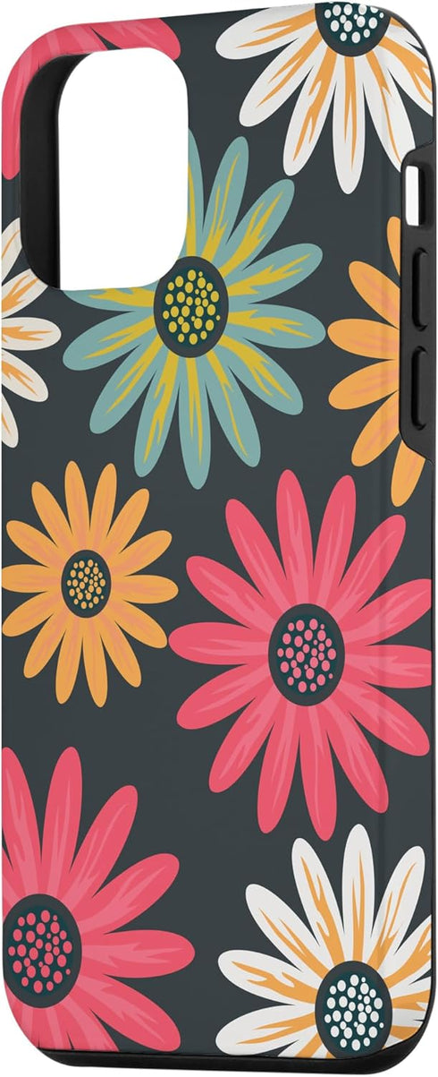 iPhone 12 mini Floral Daisy Flowers Pink Green Orange Grey Pattern AEN021 Case...