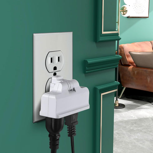 UL Listed 3 Outlet Wall Adapter, FiiMan 3-Prong Grounded 180 Degree Swivel Wall Plug Adapter Adjustable 3 Way Outlet Extender Tap (1 Pack, White)...