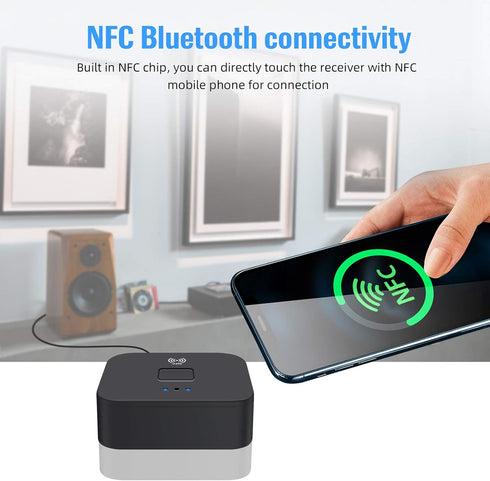 BEZO 5.0 Bluetooth Audio Receiver Adapter,NFC Wireless Bluetooth Extender,3.5mm AUX or RCA Input Speaker,Amplifier,Car Audio,Headphone,Home Stereo...