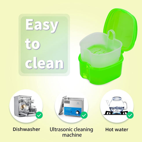 Colorful Plastic Dental Orthodontic Retainer Container Cleaning Case,Denture Bath Box Case Cup Holder Travel, Mouthguard Storage Soaking Case...
