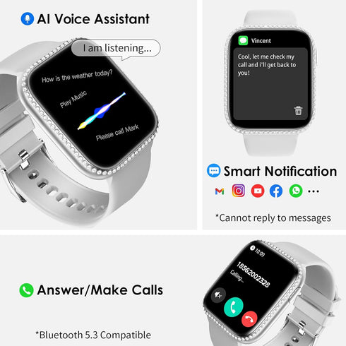 Smart Watch for Women, 1.75" AMOLED Fitness Tracker for Android iOS, Answer/Make Call with Heart Rate Sleep Monitor 130+ Sports Mode, IP68 Waterpr...