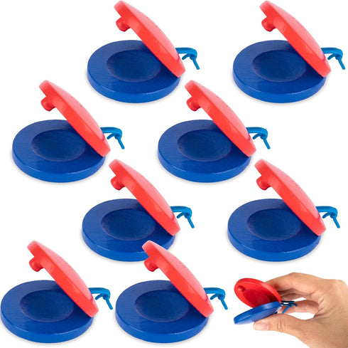 ArtCreativity Wooden Finger Castanets for Kids - Set of 8 - Music Toys for Kids with Stretchy String for Easy Holding - Simple to Play Musical Ins...